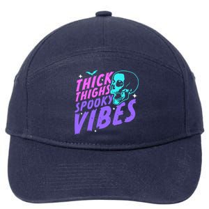 Thick Thighs Spooky Vibes Funny Halloween Skull Pastel Goth Great Gift 7-Panel Snapback Hat