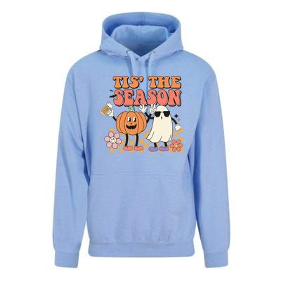 Tis' The Season Pumpkin And Spice Retro Halloween Fall Gift Unisex Surf Hoodie