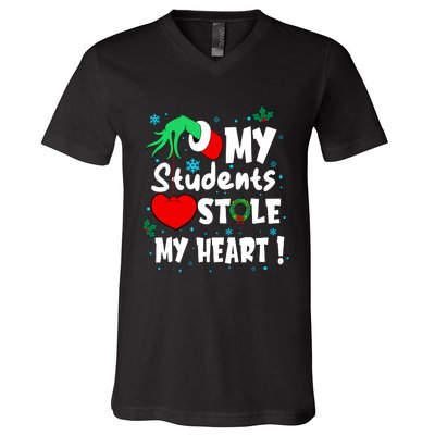 Tis The Season Christmas Funny My Students Stole My Heart V-Neck T-Shirt