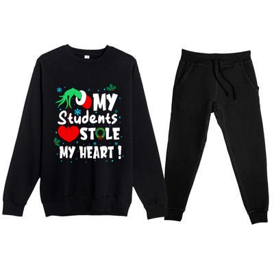 Tis The Season Christmas Funny My Students Stole My Heart Premium Crewneck Sweatsuit Set