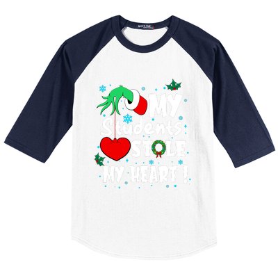 Tis The Season Christmas Funny My Students Stole My Heart Baseball Sleeve Shirt