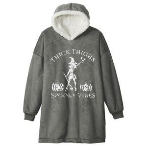 Thick Thighs Spooky Vibes Wo's Halloween Hooded Wearable Blanket