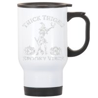 Thick Thighs Spooky Vibes Wo's Halloween Stainless Steel Travel Mug