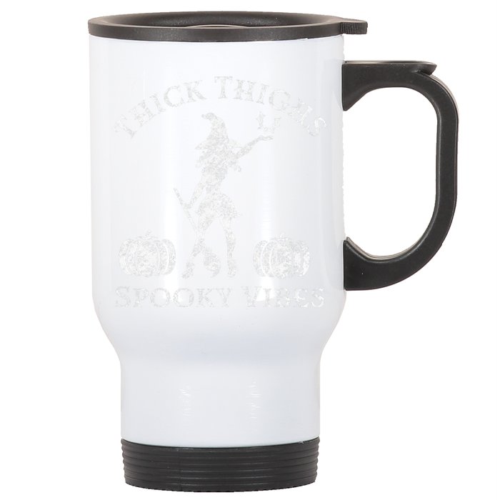 Thick Thighs Spooky Vibes Wo's Halloween Stainless Steel Travel Mug