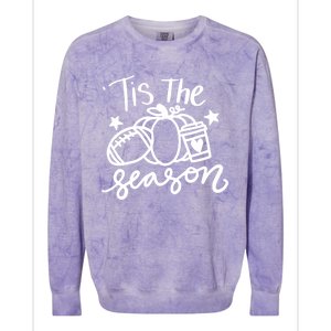 Tis The Season Fall Pumpkin Spice Football Season Autumn Gift Colorblast Crewneck Sweatshirt