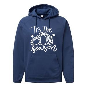 Tis The Season Fall Pumpkin Spice Football Season Autumn Gift Performance Fleece Hoodie