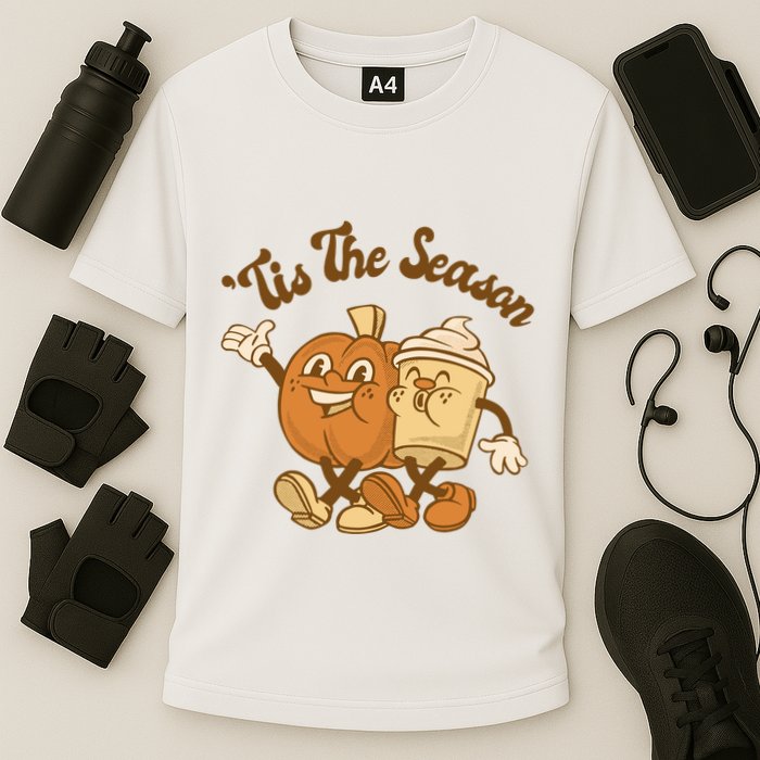 Tis The Season Pumpkin Latte Autumn Cooling Performance Crew T-Shirt
