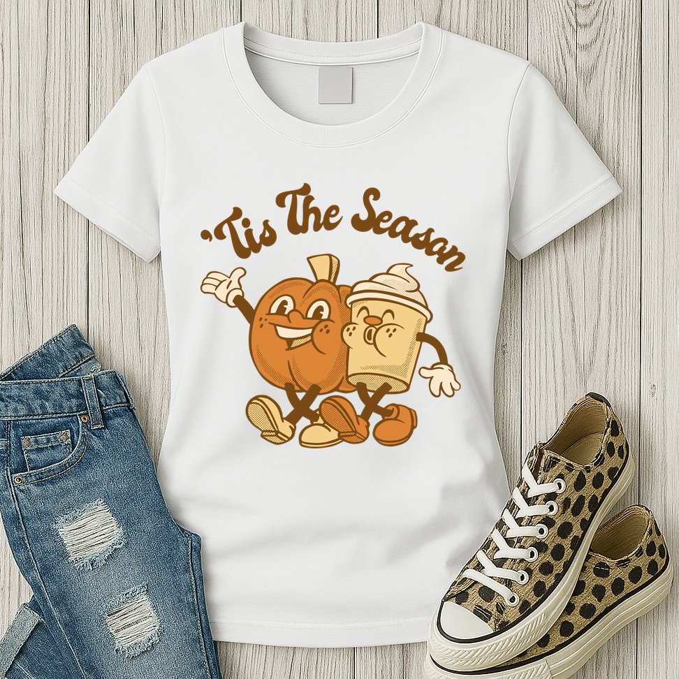 Tis The Season Pumpkin Latte Autumn Womens T-Shirt
