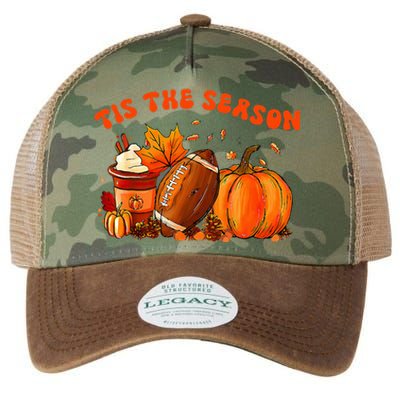 Tis The Season Pumpkin Leaf Latte Fall Thanksgiving Football Legacy Tie Dye Trucker Hat