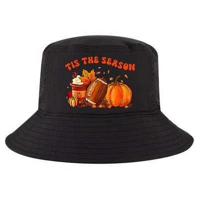 Tis The Season Pumpkin Leaf Latte Fall Thanksgiving Football Cool Comfort Performance Bucket Hat