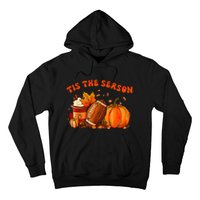 Tis The Season Pumpkin Leaf Latte Fall Thanksgiving Football Hoodie