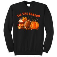 Tis The Season Pumpkin Leaf Latte Fall Thanksgiving Football Sweatshirt