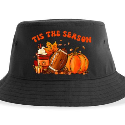 Tis The Season Pumpkin Leaf Latte Fall Thanksgiving Football Sustainable Bucket Hat