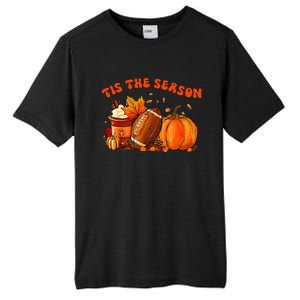 Tis The Season Pumpkin Leaf Latte Fall Thanksgiving Football Tall Fusion ChromaSoft Performance T-Shirt