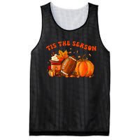 Tis The Season Pumpkin Leaf Latte Fall Thanksgiving Football Mesh Reversible Basketball Jersey Tank