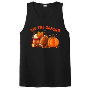 Tis The Season Pumpkin Leaf Latte Fall Thanksgiving Football PosiCharge Competitor Tank