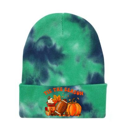 Tis The Season Pumpkin Leaf Latte Fall Thanksgiving Football Tie Dye 12in Knit Beanie