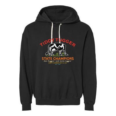 Tugger Tiddy State Champions Funny Design Garment-Dyed Fleece Hoodie