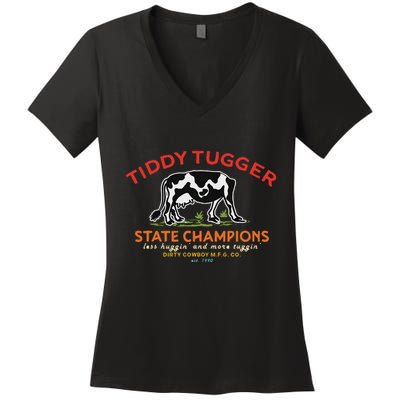 Tugger Tiddy State Champions Funny Design Women's V-Neck T-Shirt