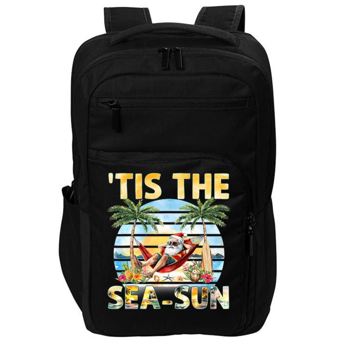 Tis The Sea Sun Christmas In July Santa Beach Summer Impact Tech Backpack