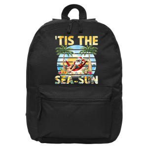 Tis The Sea Sun Christmas In July Santa Beach Summer 16 in Basic Backpack