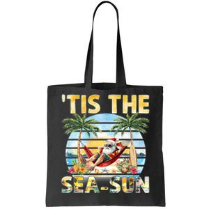 Tis The Sea Sun Christmas In July Santa Beach Summer Tote Bag