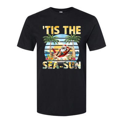 Tis The Sea Sun Christmas In July Santa Beach Summer Softstyle® CVC T-Shirt