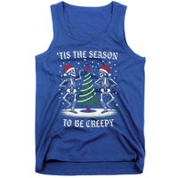 Tis The Season To Be Creepy Funny Dancing Skeletons Xmas Gift Tank Top