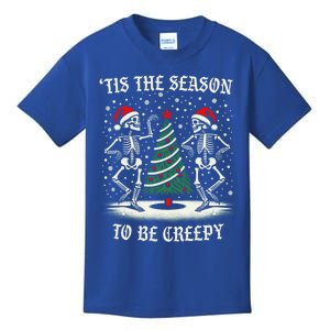 Tis The Season To Be Creepy Funny Dancing Skeletons Xmas Gift Kids T-Shirt