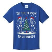 Tis The Season To Be Creepy Funny Dancing Skeletons Xmas Gift Kids T-Shirt