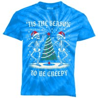 Tis The Season To Be Creepy Funny Dancing Skeletons Xmas Gift Kids Tie-Dye T-Shirt