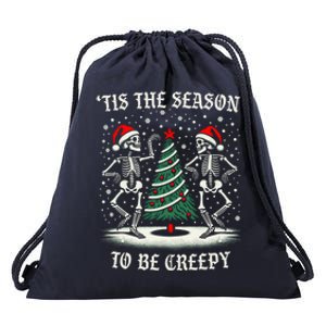 Tis The Season To Be Creepy Funny Dancing Skeletons Xmas Gift Drawstring Bag