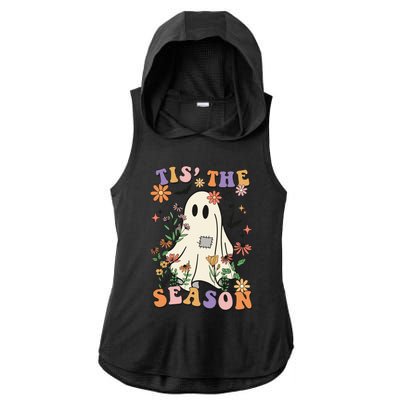 Tis' The Season Retro Halloween Party Funny Ghost Pumpkin Great Gift Ladies PosiCharge Tri-Blend Wicking Draft Hoodie Tank