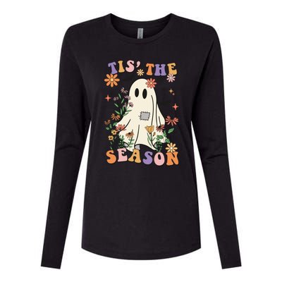 Tis' The Season Retro Halloween Party Funny Ghost Pumpkin Great Gift Womens Cotton Relaxed Long Sleeve T-Shirt