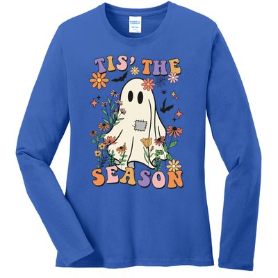 Tis' The Season Retro Halloween Party Funny Ghost Pumpkin Great Gift Ladies Long Sleeve Shirt