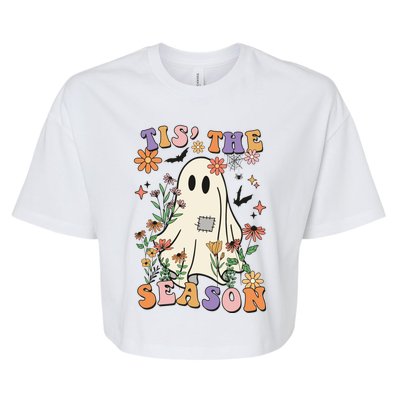 Tis' The Season Retro Halloween Party Funny Ghost Pumpkin Great Gift Bella+Canvas Jersey Crop Tee