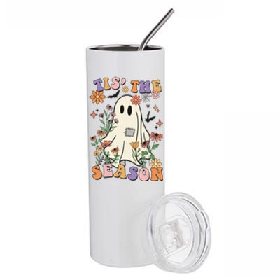 Tis' The Season Retro Halloween Party Funny Ghost Pumpkin Great Gift Stainless Steel Tumbler