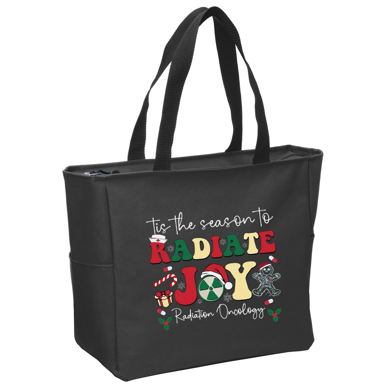 Tis The Season To Radiate Joy Radiation Oncology Christmas Zip Tote Bag