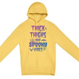 Thick Thighs Spooky Vibes Halloween Pumpkin Ghost Graphic Cute Gift Premium Pullover Hoodie