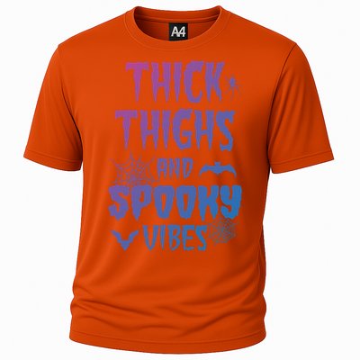 Thick Thighs Spooky Vibes Halloween Pumpkin Ghost Graphic Cute Gift Cooling Performance Crew T-Shirt