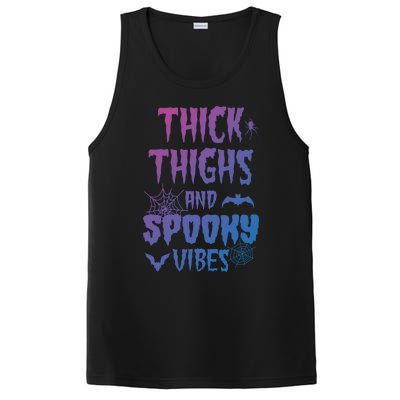 Thick Thighs Spooky Vibes Halloween Pumpkin Ghost Graphic Cute Gift PosiCharge Competitor Tank