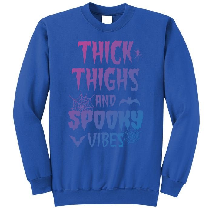 Thick Thighs Spooky Vibes Halloween Pumpkin Ghost Graphic Cute Gift Sweatshirt