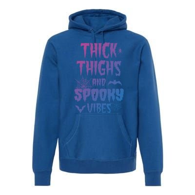 Thick Thighs Spooky Vibes Halloween Pumpkin Ghost Graphic Cute Gift Premium Hoodie