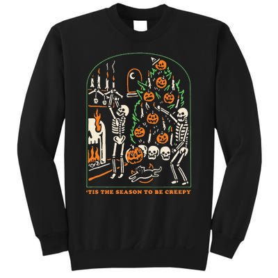 Tis The Season To Be Creepy Skeleton Halloween Spooky Season Sweatshirt