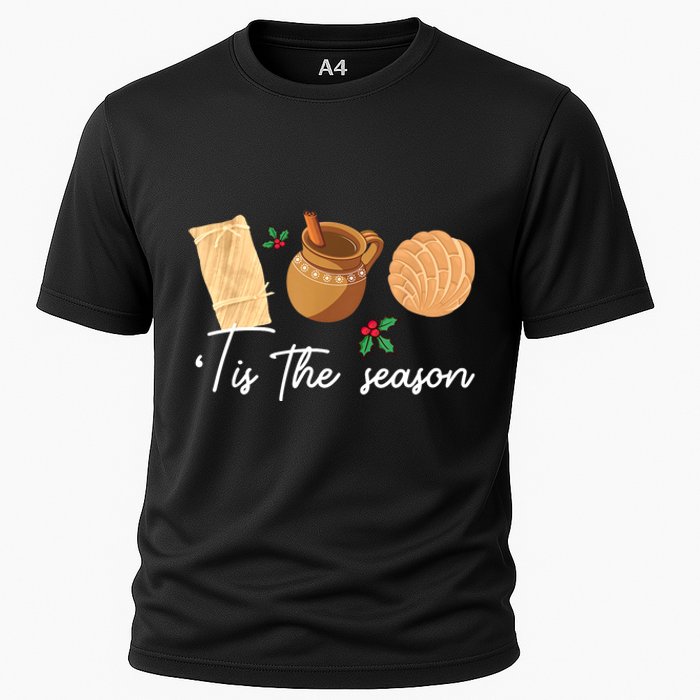 Tis The Season Christmas Mexican Concha Tamale Cafe De Olla Cooling Performance Crew T-Shirt