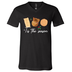 Tis The Season Christmas Mexican Concha Tamale Cafe De Olla V-Neck T-Shirt