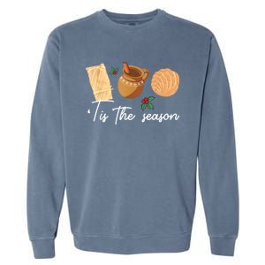 Tis The Season Christmas Mexican Concha Tamale Cafe De Olla Garment-Dyed Sweatshirt