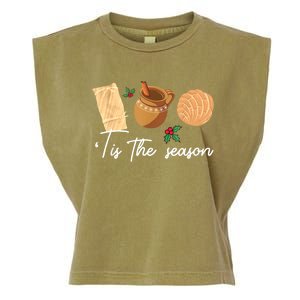 Tis The Season Christmas Mexican Concha Tamale Cafe De Olla Garment-Dyed Women's Muscle Tee