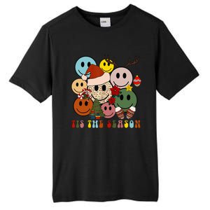 Tis The Season Christmas Tree Santa Reindeer Xmas Smile Face Tall Fusion ChromaSoft Performance T-Shirt