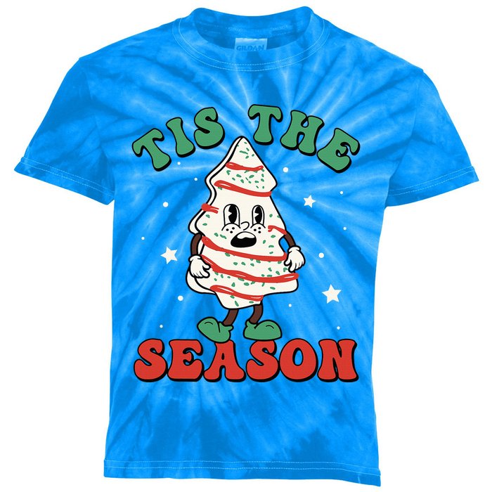 Tis The Season Tree Xmas Retro Christmas Family Kids Tie-Dye T-Shirt